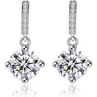 Crystal Drop Earrings Made With Fine-Cut Crystals - Silver