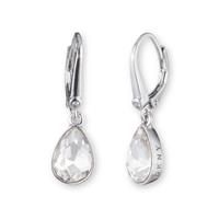 DKNY Silver Tone Pave Crystal Teardrop Earrings
