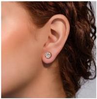 DKNY Logo Crystal Silver Tone Stud Earrings