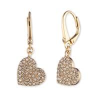 DKNY Yellow Gold Heart Cubic Zirconia Drop Earrings
