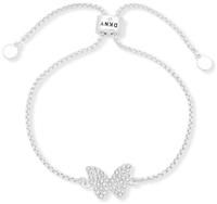 DKNY Silver Tone Crystal Pav Butterfly Bracelet