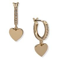 DKNY Yellow Gold Heart Cubic Zirconia Drop Earrings