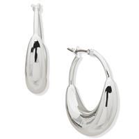 DKNY Silver Tone Puffy Hoop Earrings