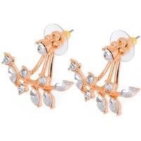 Summer Crystal Leaf Double Drop Earrings - Silver, Rose Gold Or Gold