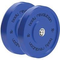 Body Revolution Pair of Olympic Colour Bumper Weight Plates Home Gym Training