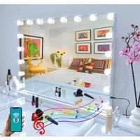 Hollywood LED Vanity Makeup Mirror Bluetooth speakers 80x62cm Touch Screen