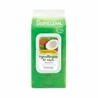 TropiClean Dog Wipes Grooming - Hypoallergenic Cleaning & Deoderising Wipes for Dogs, Cats, Puppies & Kittens with Allergies & Sensitive Skin - Removes Dirt, Dander & Odor, Fragrance Free, 100ct