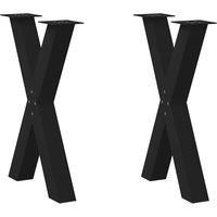 Dining Table Legs X-Shaped 2 pcs Black 60x(72-73) cm Steel