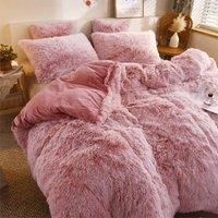Groundlevel Faux Fur Yeti Duvet Cover Bed Set, Soft And Luxurious With Anti Pill Teddy Fleece Backing (Single 135 x 200 cms, Dark Grey)