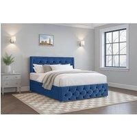 Comfi Beds Plush Divan Bed & Mattress, 26" Chesterfield HB FB & 2 Drawers in Navy | Size: Super King