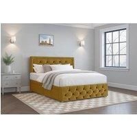 Comfi Beds Plush Divan Bed & Mattress, 26" Chesterfield HB FB & 2 Drawers in Mustard | Size: Super King