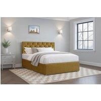 Comfi Beds Plush Divan Bed with Mattress, 26" Chesterfield HB, 2 Drawers in Mustard | Size: Super King