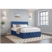 Comfi Beds Plush Divan Bed & Mattress, 26" Chesterfield HB & FB, 2 Drawers in Navy | Size: Super King