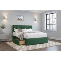 Plush Divan Bed with Mattress, 26" Cube Headboard, 2 Storage Drawers