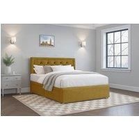 Nexus Mattresses Ltd Plush Divan Bed with Mattress, 26" Chesterfield HB, 2 Drawers in Mustard | Size: Super King