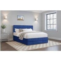 Nexus Mattresses Ltd Plush Divan Bed with Mattress, Lined Headboard & 2 Storage Drawers in Blue | Size: Super King