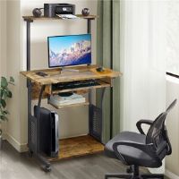 Yaheetech Computer Desk Rustic Brown 131.5cm H X 80cm W X 48.5cm D