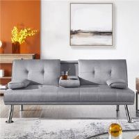 Yaheetech 3-Seat Upholstered Sofa Bed Light Grey 83cm H X 180cm W X 86cm D