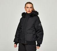 Closure London Womens Copped Fur Parka - Black - Size 14