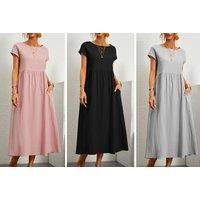 Women'S Linen Maxi Dress - 5 Colours - Black