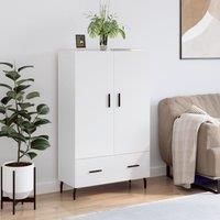 Highboard High Gloss White 69.5x31x115 cm Engineered Wood