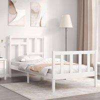 Bed Frame with Headboard White 90x200 cm Solid Wood