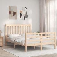 Bed Frame with Headboard Double Solid Wood