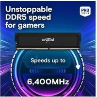 Crucial Pro DDR5 RAM 32GB Kit (2x16GB) 6400MHz CL38, Overclocking Gaming Memory, Intel XMP 3.0 / AMD EXPO, Computer Memory (PC) DDR5 32GB RAM, Black - CP2K16G64C38U5B