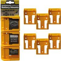 StealthMounts Battery Holders for DeWalt MAX + XR + Flexvolt | Cordless Battery Mounts for DeWalt 18v + 20v + 54v + 60v Power Tools | 6 Pack | Yellow Battery Organizers