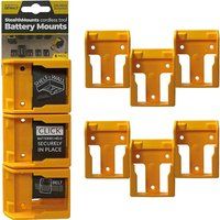 StealthMounts Battery Holders for DeWalt MAX + XR + Flexvolt | Cordless Battery Mounts for DeWalt 18v + 20v + 54v + 60v Power Tools | 6 Pack | Yellow Battery Organizers