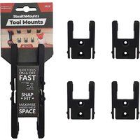 StealthMounts Tool Holders for Milwaukee M18 | Cordless Tool Mounts for Milwaukee 18v Power Tools | 4 Pack | Black Tool Organizers for Milwaukee