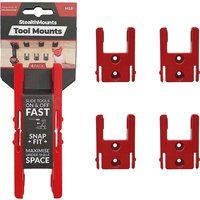 StealthMounts Tool Holders for Milwaukee M18 | Cordless Tool Mounts for Milwaukee 18v Power Tools | 4 Pack | Red Tool Organizers for Milwaukee