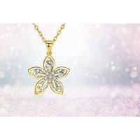Golden Flower Crystal Necklace - Silver