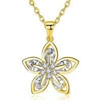 Golden Flower Crystal Necklace - Silver