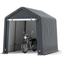 Outdoor Portable Storage Shelter With Roll-Up Zipper Door - Grey