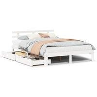 Bed Frame with Drawers without Mattress White 120x200 cm