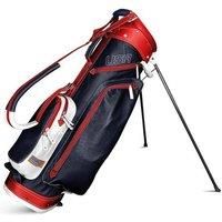 Leather Stand Bag Navy/White/Red