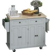 Grey Rolling Kitchen Island With Flexible Storage Unit