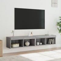 TV Cabinets with LED Lights 2 pcs Grey Sonoma 80x30x30 cm