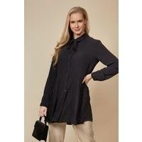 Oversized Pleated Shirt Tunic with Long Sleeves