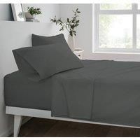 Smart Living Polycotton Bed Linen Luxury Fitted Bedsheet or Pillowcase Non Iron in Charcoal | Size: Standard Pillow Case