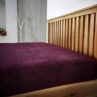Smart Living Luxury Teddy Bear Fleece Fitted Sheet in Aubergine | Size: King Fitted