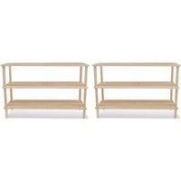 3-Tier Shoe Racks 2 pcs Solid Fir Wood
