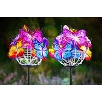 2Pcs Solar Powered Butterfly Ball Lights