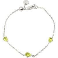 Harfi Women's Peridot August Birthstone Minimalist Sterling Silver Bracelet | Size: 7.5 inches