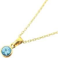 Mini Round Aquamarine March Birthstone Pendant Necklace