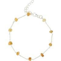 Raw Citrine Gemstone November Birthstone Sterling Silver Bracelet