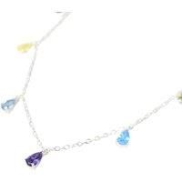 Vibrant Multi Colour Gemstone Teardrop Silver Necklace