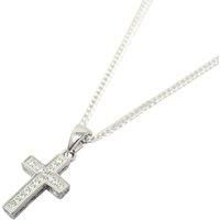 Harfi Women's Cubic Zirconia Meaningful Silver Cross Pendant Necklace | Size: 18 inches