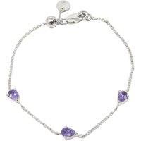 Harfi Women's Amethyst February Birthstone Minimalist Sterling Silver Bracelet in Purple | Size: 7.5inch